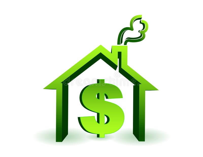 Casa com a ilustração do ícone do sinal de dólar isolada ilustração do vetor Casa com a ilustração do ícone do sinal de dólar isolada ilustração do vetor