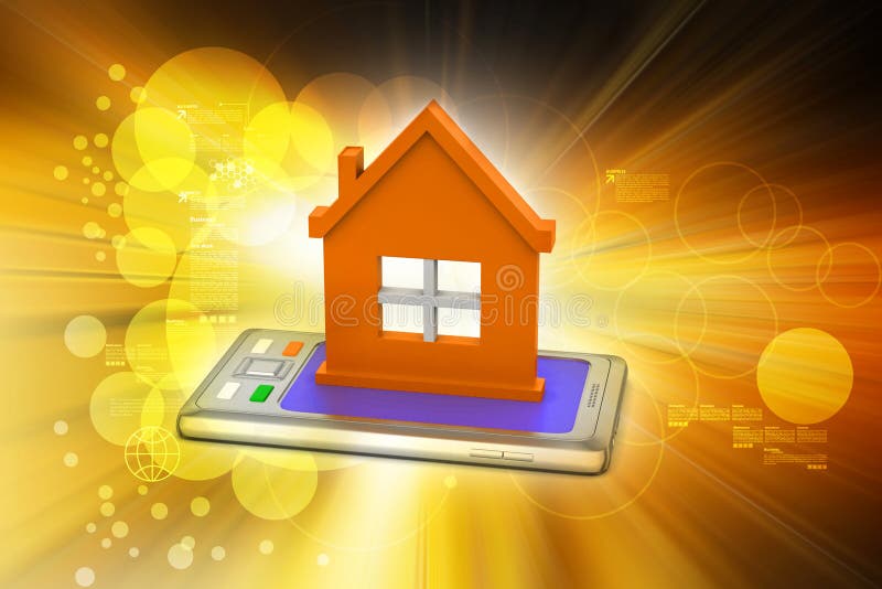 casa com telefone esperto ilustração royalty free casa com telefone esperto ilustração royalty free