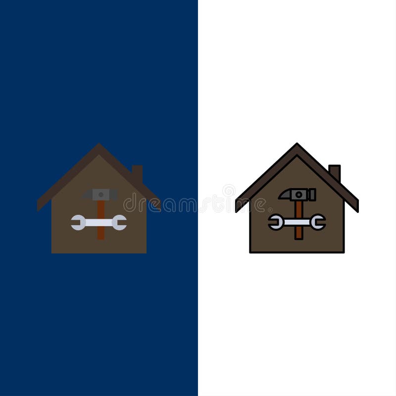 Casa, costruzione, costruzione, riparazione, martello, icone della chiave Il piano e la linea icona riempita hanno messo il fondo illustrazione di stock Casa, costruzione, costruzione, riparazione, martello, icone della chiave Il piano e la linea icona riempita hanno messo il fondo illustrazione di stock