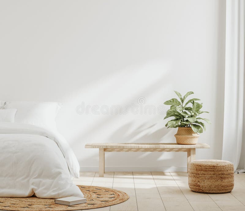 Casa da letto bianca e confortevole all'interno, mura di mura