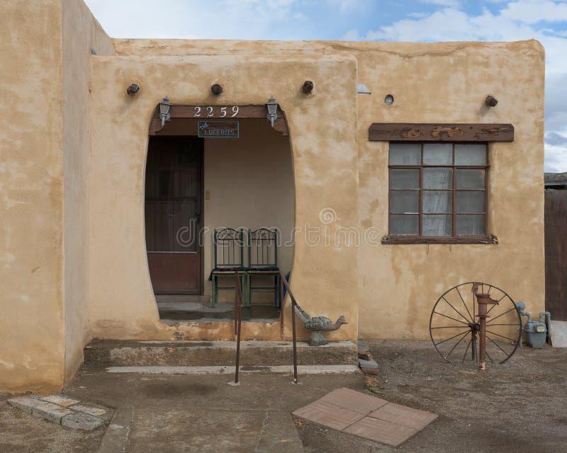 Entrance to adobe home on Calle de San Albino in the historic district of Mesilla, New Mexico. Entrance to adobe home on Calle de San Albino in the historic district of Mesilla, New Mexico