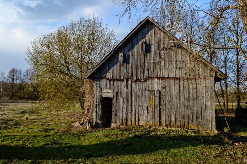Casa de campo no jardim fotografia de stock royalty free
