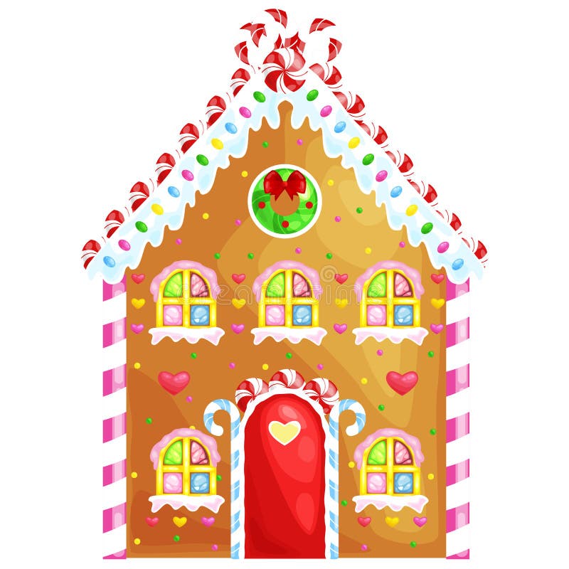 A casa de pão-de-espécie decorou a crosta de gelo e o açúcar dos doces cookies do Natal, caseiro tradicional do xmas do feriado d ilustração royalty free A casa de pão-de-espécie decorou a crosta de gelo e o açúcar dos doces cookies do Natal, caseiro tradicional do xmas do feriado d ilustração royalty free