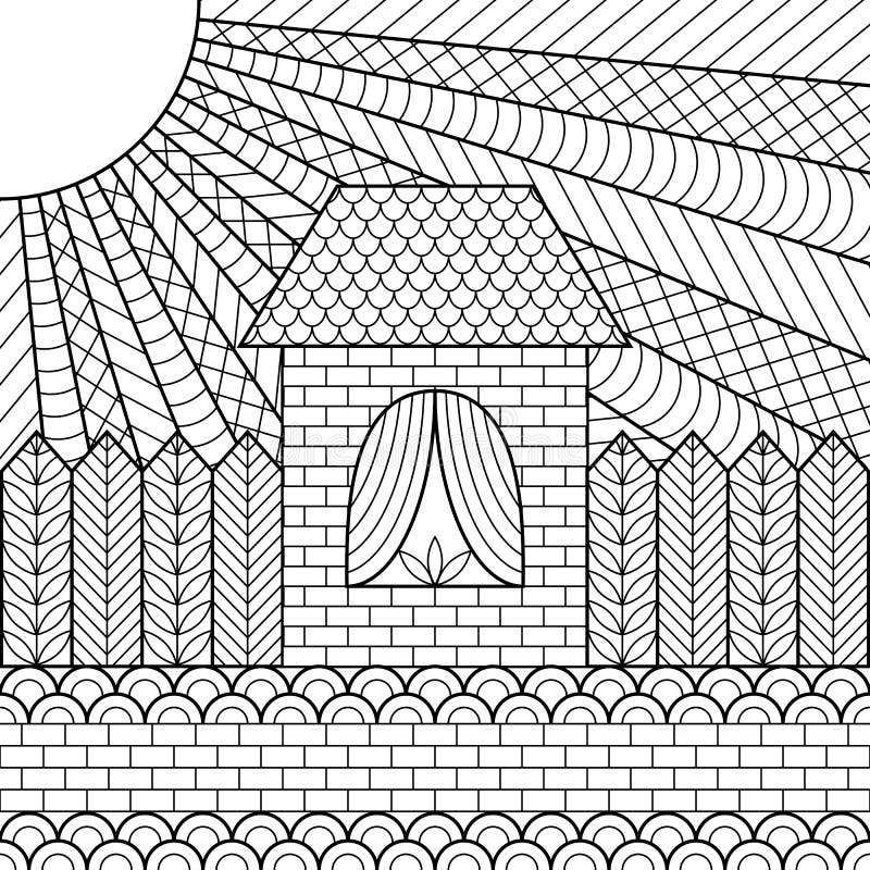 Libro para colorear casa ilustración del vector