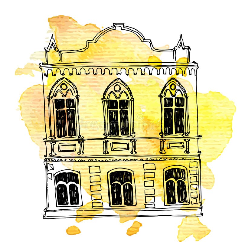 Mansión del dibujo ilustración del vector. Ilustración de vivienda