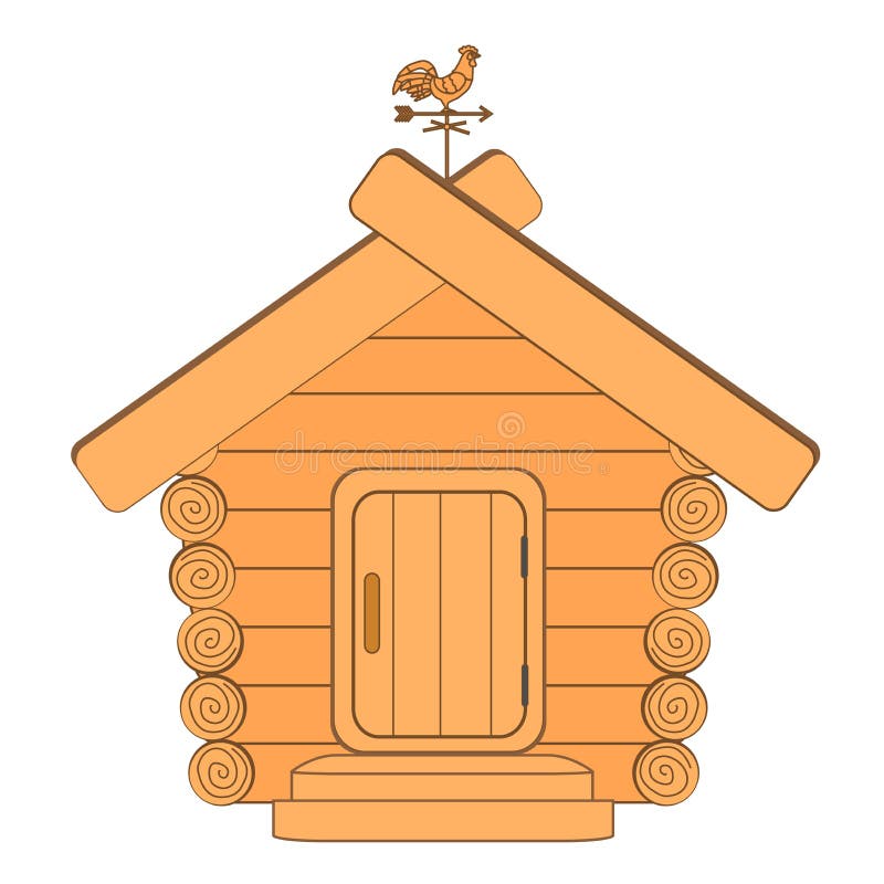 Casa di legno con un segnavento su un fondo bianco illustrazione vettoriale Casa di legno con un segnavento su un fondo bianco illustrazione vettoriale