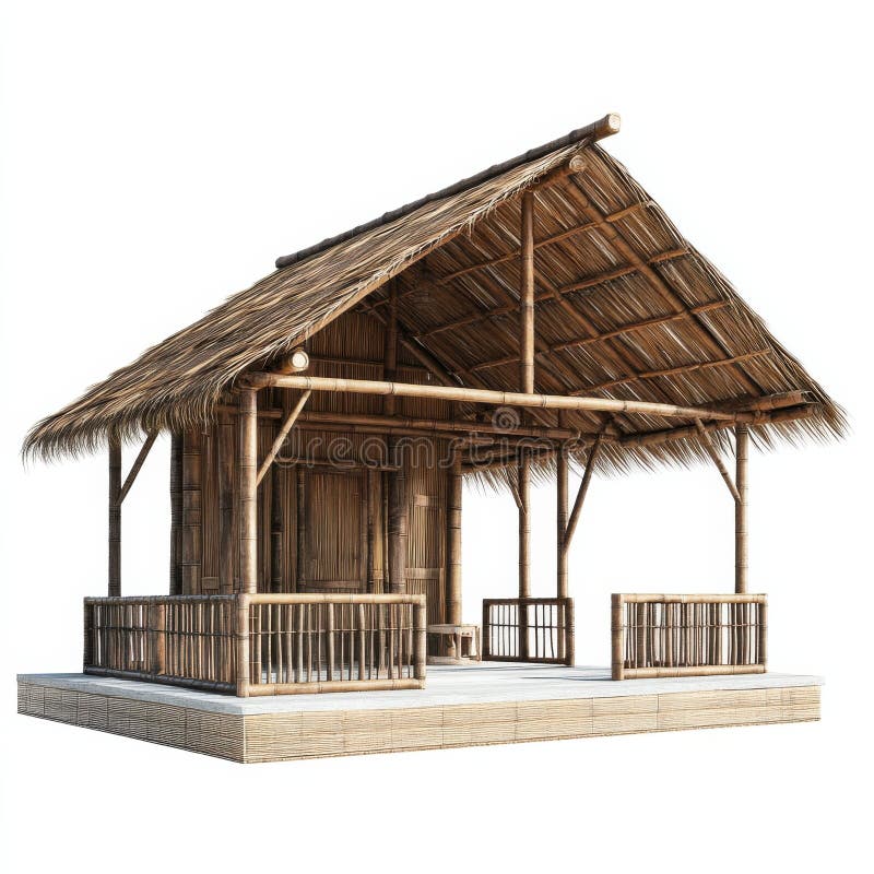 Casa din bambus natural cu design aerisit și structură deschisă royalty free illustration