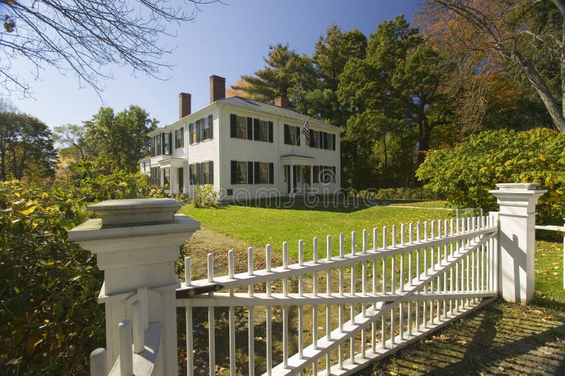 Home of author and transcendentalist, Ralph Waldo Emerson, in historical Concord, Massachusetts, New England. Home of author and transcendentalist, Ralph Waldo Emerson, in historical Concord, Massachusetts, New England