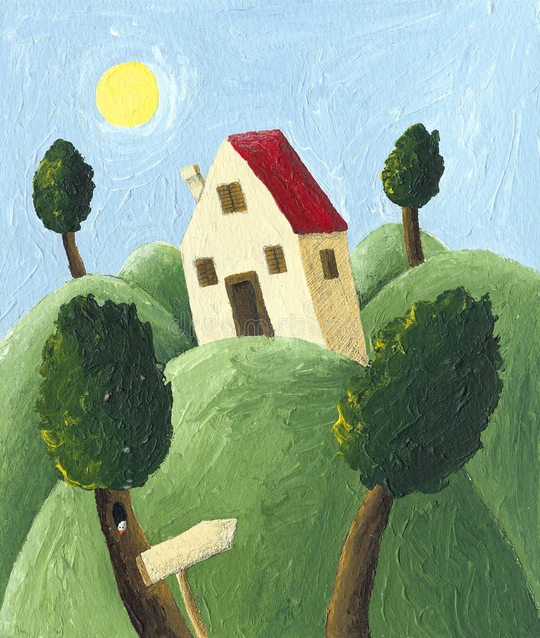 Casa en una colina ilustración del vector Casa en una colina ilustración del vector