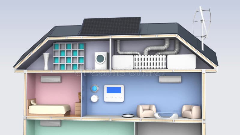 Casa esperta com os dispositivos eficientes da energia