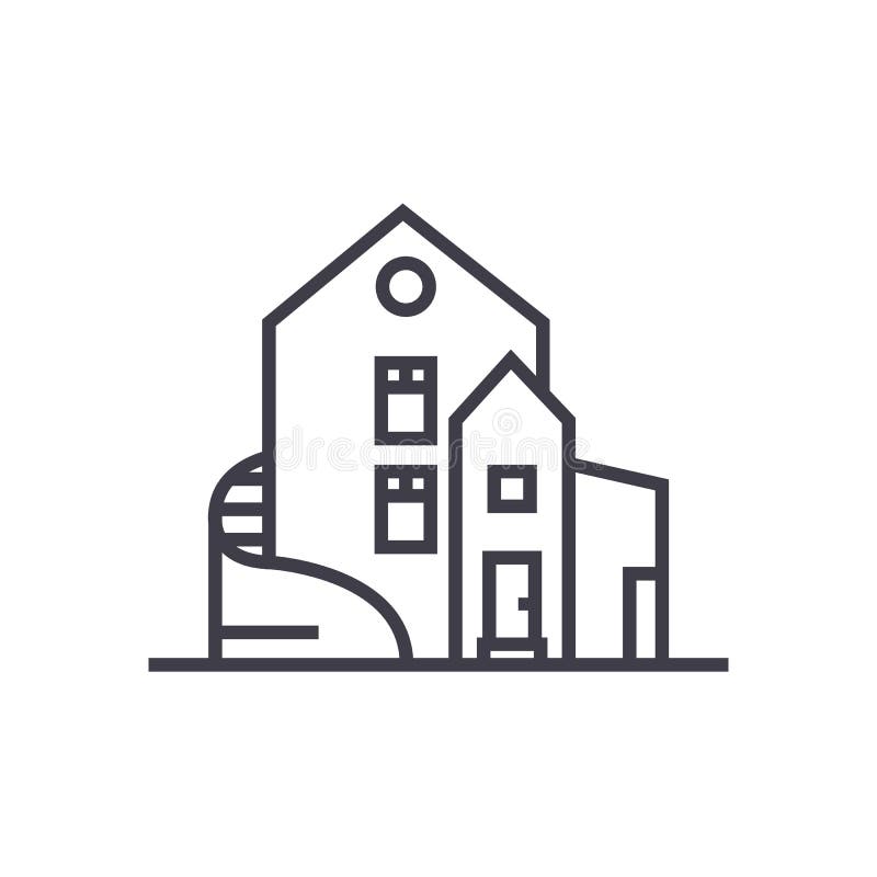 Casa luxuosa, linha destacada ícone do vetor da mansão, sinal, ilustração no fundo, cursos editáveis ilustração do vetor Casa luxuosa, linha destacada ícone do vetor da mansão, sinal, ilustração no fundo, cursos editáveis ilustração do vetor