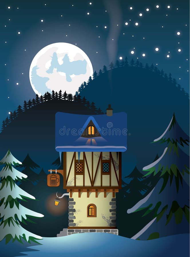 Casa medieval da montanha só ilustração royalty free Casa medieval da montanha só ilustração royalty free