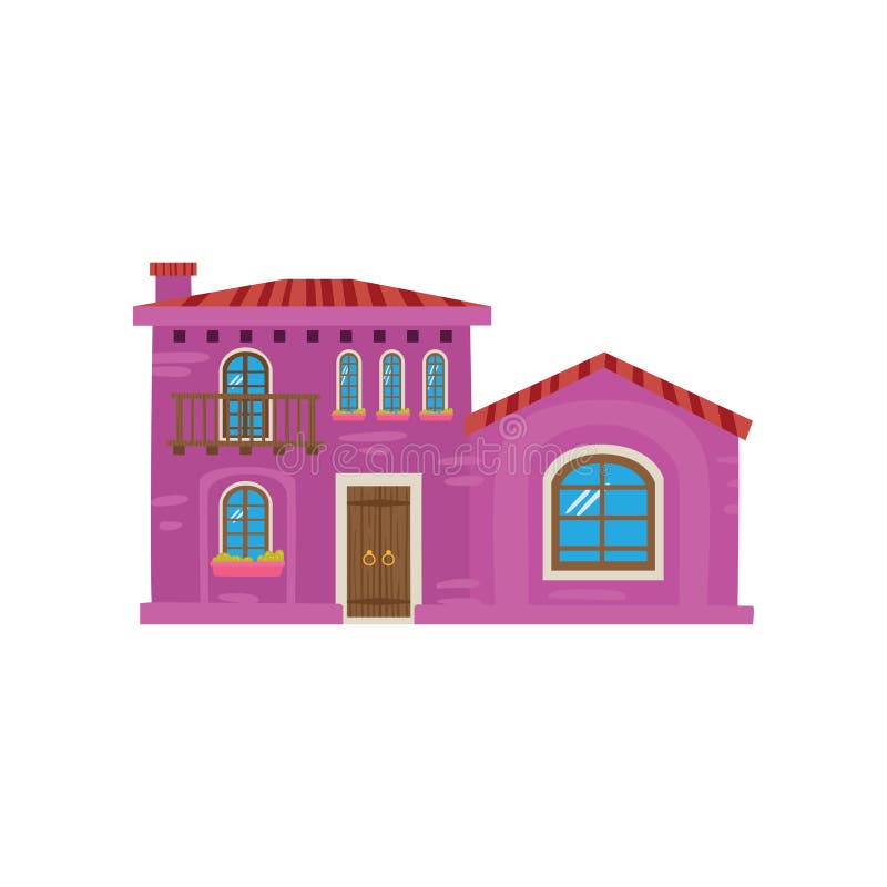 Casa mexicana tradicional, ejemplo del vector de la historieta de la fachada de Ciudad de México stock de ilustración Casa mexicana tradicional, ejemplo del vector de la historieta de la fachada de Ciudad de México stock de ilustración