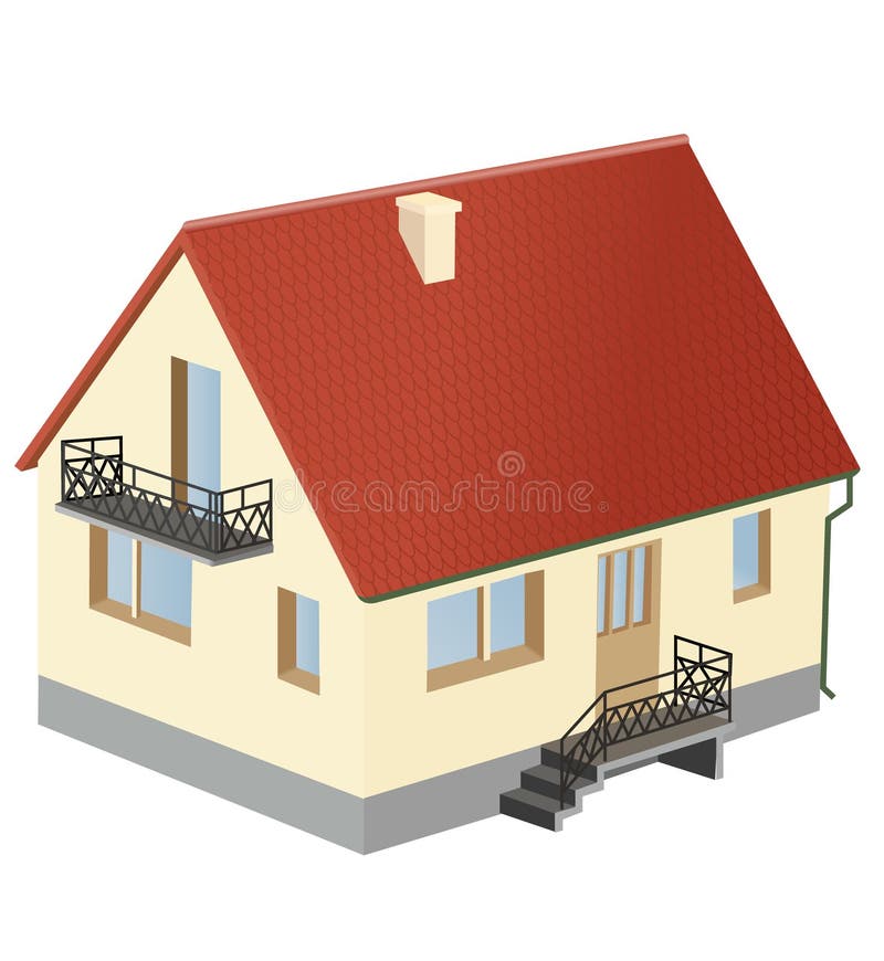 Casa miniatura con il vettore rosso del tetto illustrazione vettoriale