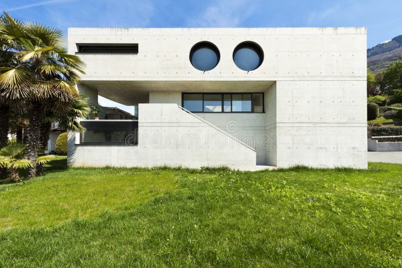 Beautiful modern house in cement, outdoor, facade. Beautiful modern house in cement, outdoor, facade