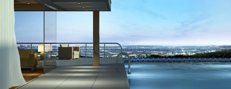Casa moderna con lo stagno illustrazione di stock Casa moderna con lo stagno illustrazione di stock