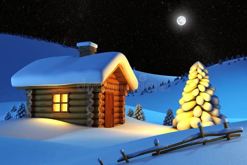 Casa na montanha da neve ilustração do vetor Casa na montanha da neve ilustração do vetor