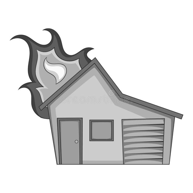 Casa Nos Desenhos Animados Do Fogo Preto E Branco Ilustração do Vetor -  Ilustração de temperatura, amarelo: 140065605