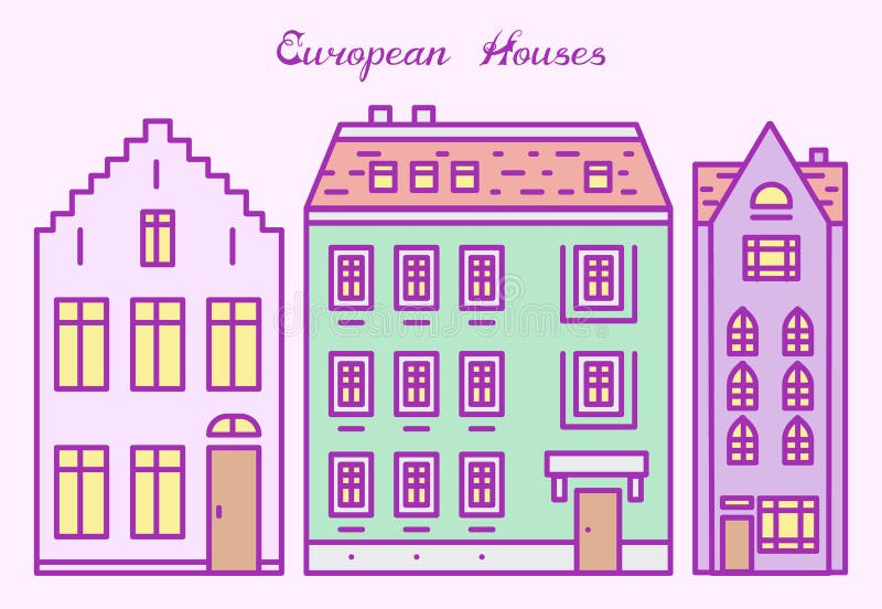 Casa o apartamentos de Europa Arquitectura linda en Países Bajos Vecindad con la calle clásica y hogares acogedores para la bande libre illustration Casa o apartamentos de Europa Arquitectura linda en Países Bajos Vecindad con la calle clásica y hogares acogedores para la bande libre illustration