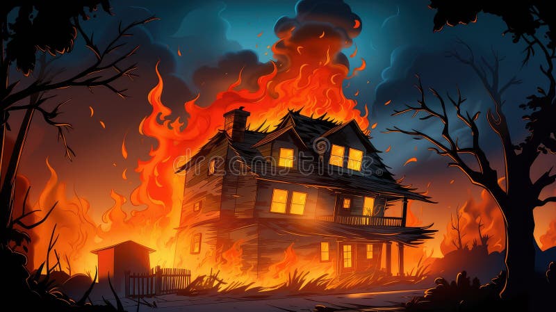 Casa pericolosa sulle vignette antincendio illustrazione di stock