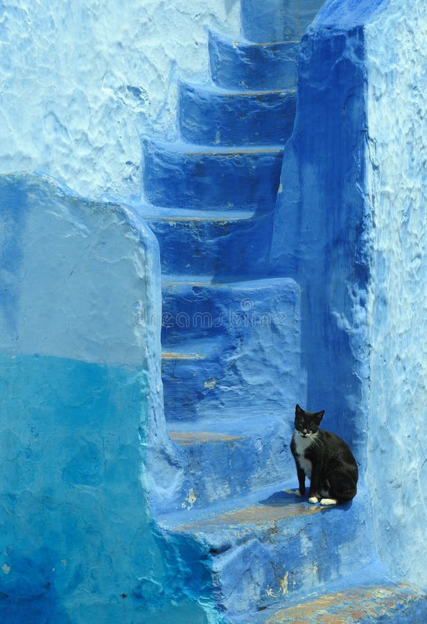 Casa pintada azul em Marrocos foto de stock Casa pintada azul em Marrocos foto de stock