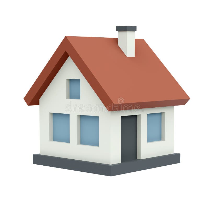 Casa Coloreada Dibujada En Un Fondo De La Pared De Ladrillo Stock de