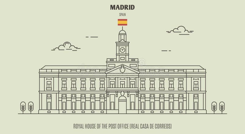 Casa regală a oficiului poștal real casa de correos din Madrid Spania. pictogramă marcaj fix royalty free illustration