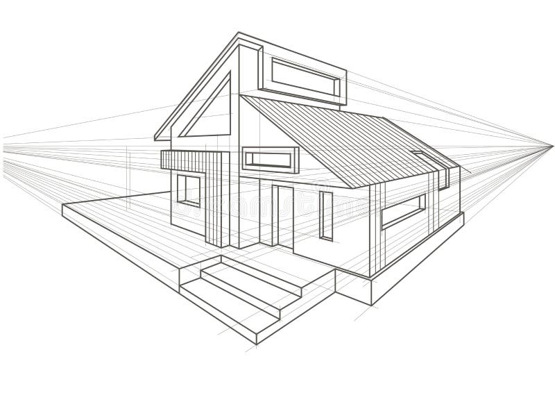 Casa separada del bosquejo arquitectónico linear ilustración del vector Casa separada del bosquejo arquitectónico linear ilustración del vector