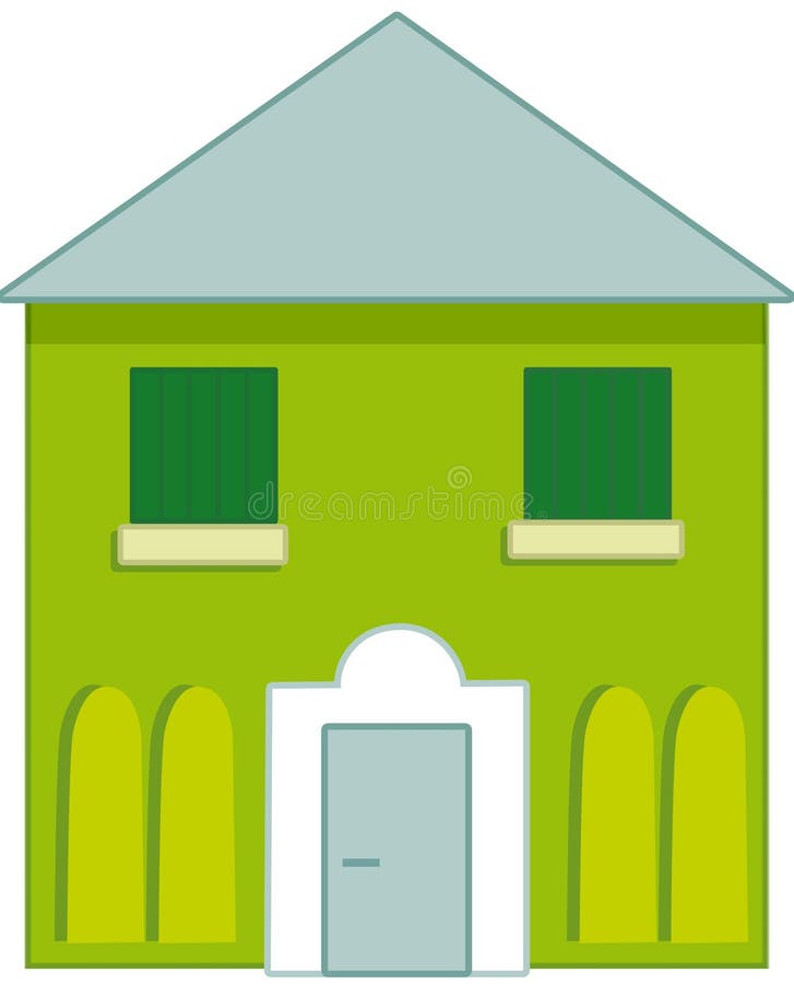 Casa verde e azul típica ilustração royalty free Casa verde e azul típica ilustração royalty free