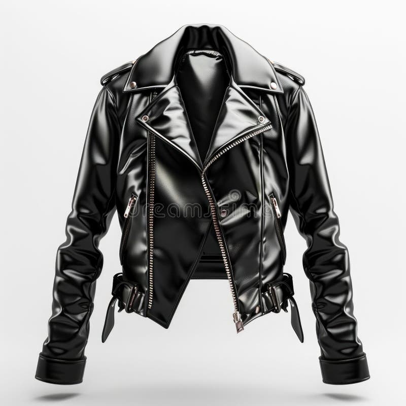 Stylish Black Leather Jacket. Generative ai. High quality illustration AI generated. Stylish Black Leather Jacket. Generative ai. High quality illustration AI generated