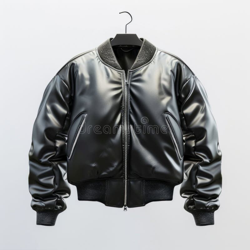 Stylish Black Leather Jacket. Generative ai. High quality illustration AI generated. Stylish Black Leather Jacket. Generative ai. High quality illustration AI generated