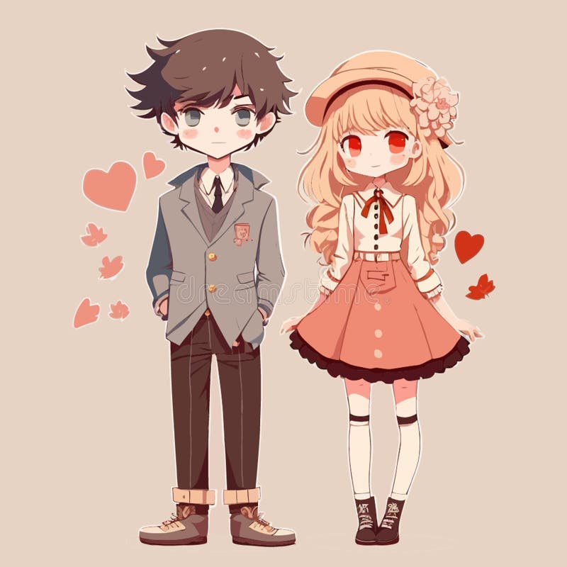 Ilustração De Desenho Animado Original De Um Casal De Anime