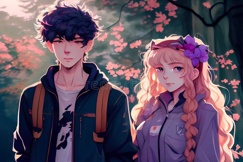 Casal de anime se beija de perto generative ai