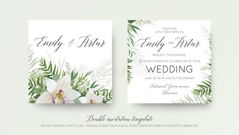 Casandose la invitación doble, invite al diseño de tarjeta con blanco elegante libre illustration