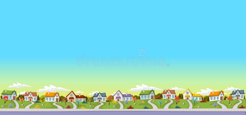 Casas coloridas en vecindad del suburbio