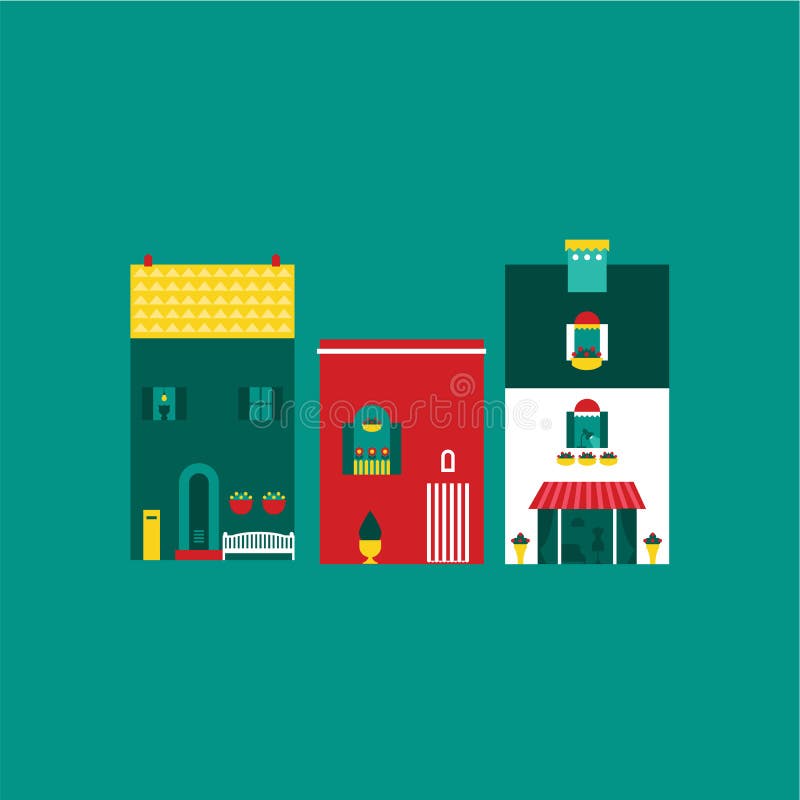 Casas de la calle de Itallian stock de ilustración Casas de la calle de Itallian stock de ilustración