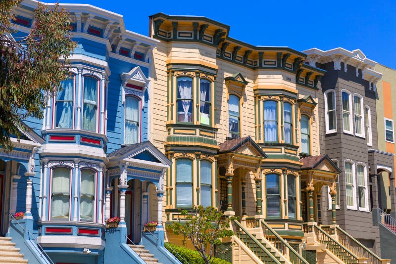 San Francisco Victorian houses in Pacific Heights of California USA. San Francisco Victorian houses in Pacific Heights of California USA