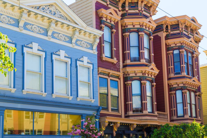 San Francisco Victorian houses in Pacific Heights of California USA. San Francisco Victorian houses in Pacific Heights of California USA