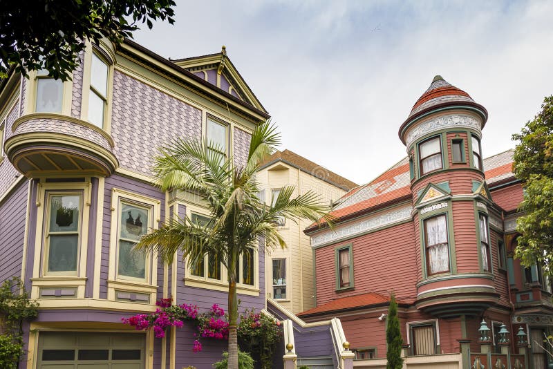 Casas Coloridas Del Victorian En San Francisco Foto de archivo Imagen