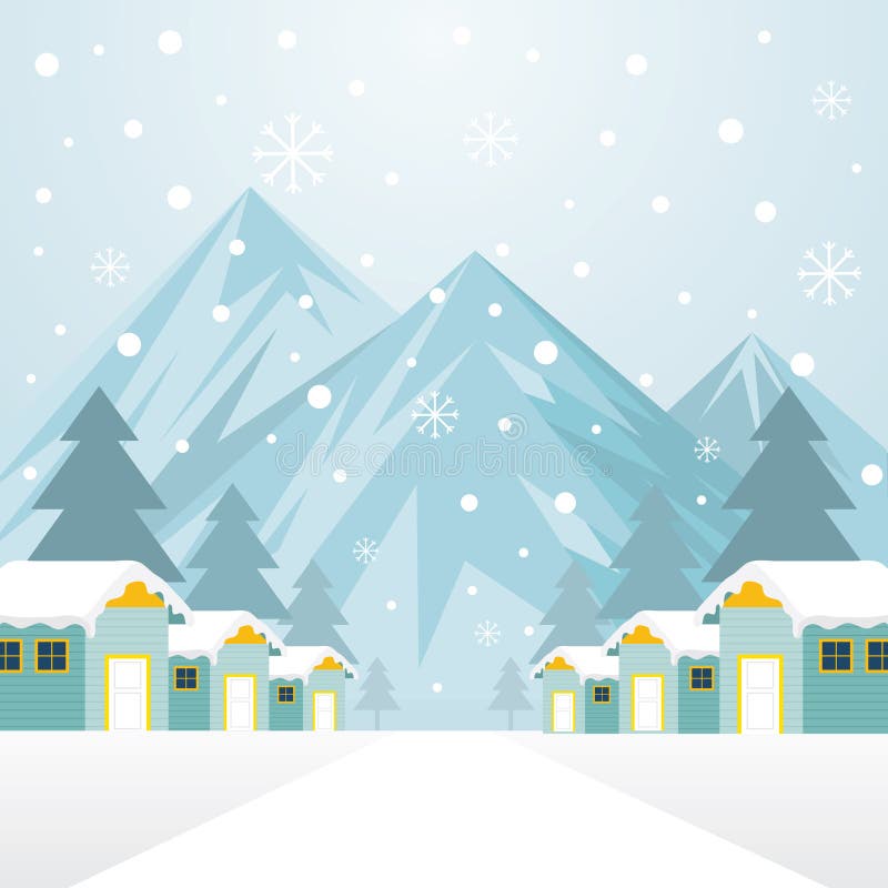 Casas do inverno com fundo nevando ilustração stock Casas do inverno com fundo nevando ilustração stock
