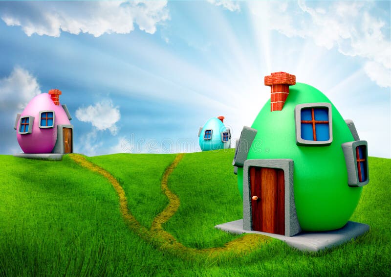 Casas dos ovos da páscoa ilustração royalty free Casas dos ovos da páscoa ilustração royalty free