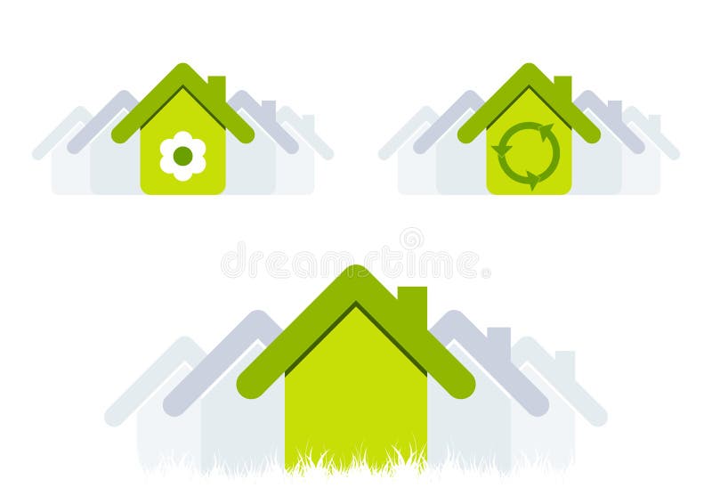 Casas verdes ilustração stock Casas verdes ilustração stock