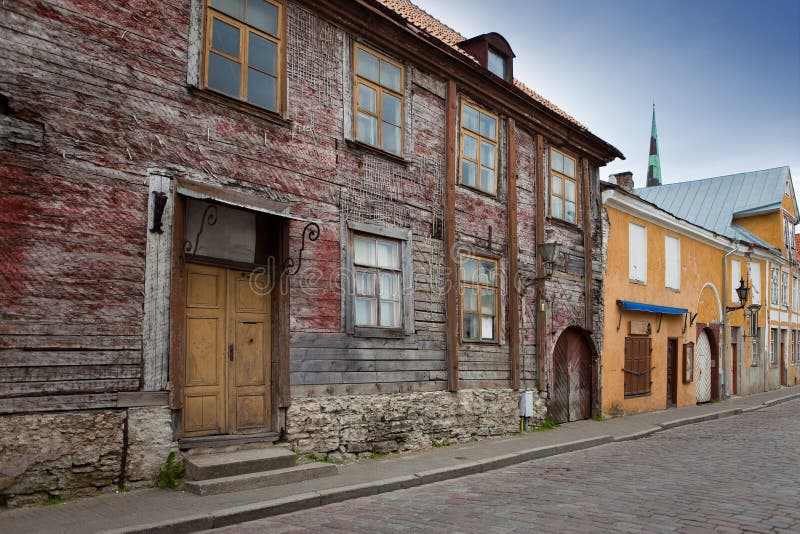 Old houses on the Old city streets. Tallinn. Estonia. City landscape. Old houses on the Old city streets. Tallinn. Estonia. City landscape