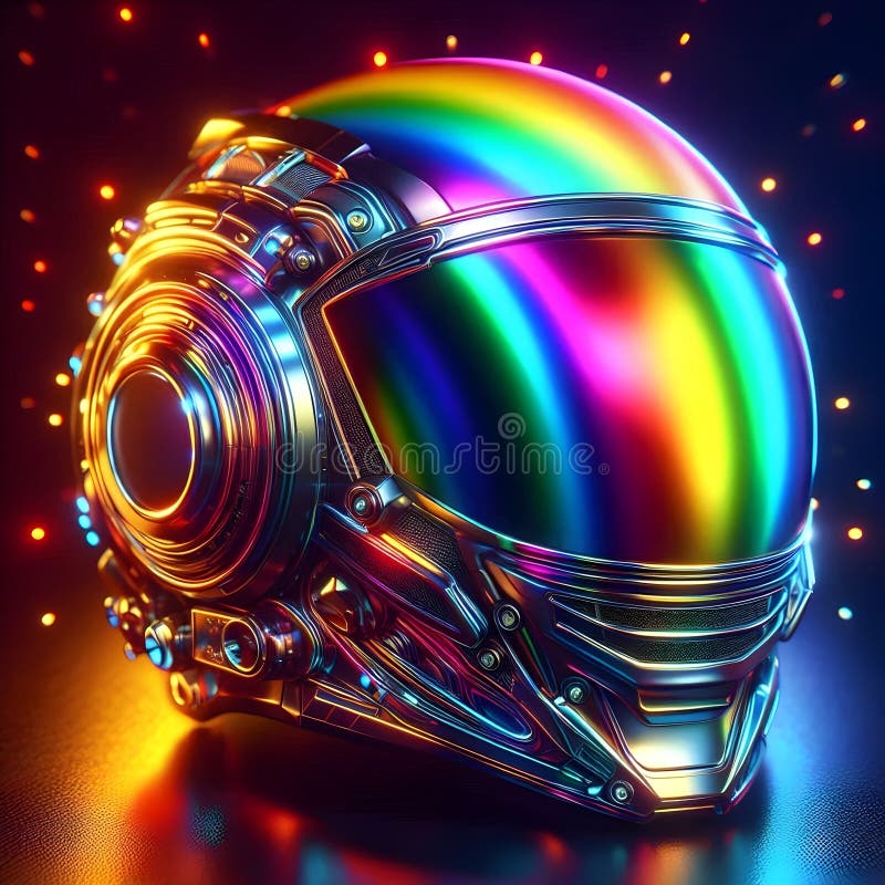 Casca Futuristă A Robotului Curcubeu stock illustration
