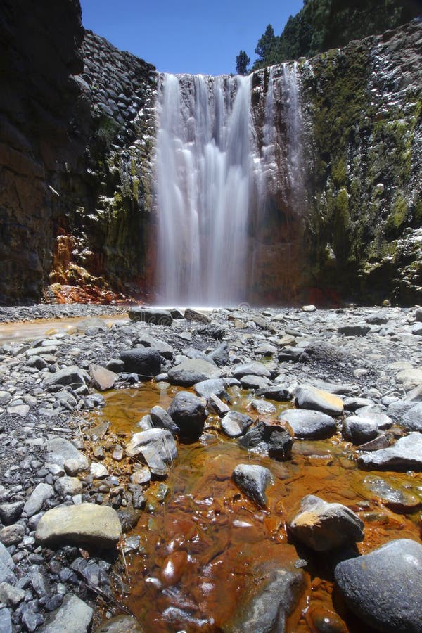 Cascada de colodera de taburiente national park ισπανία στοκ φωτογραφία