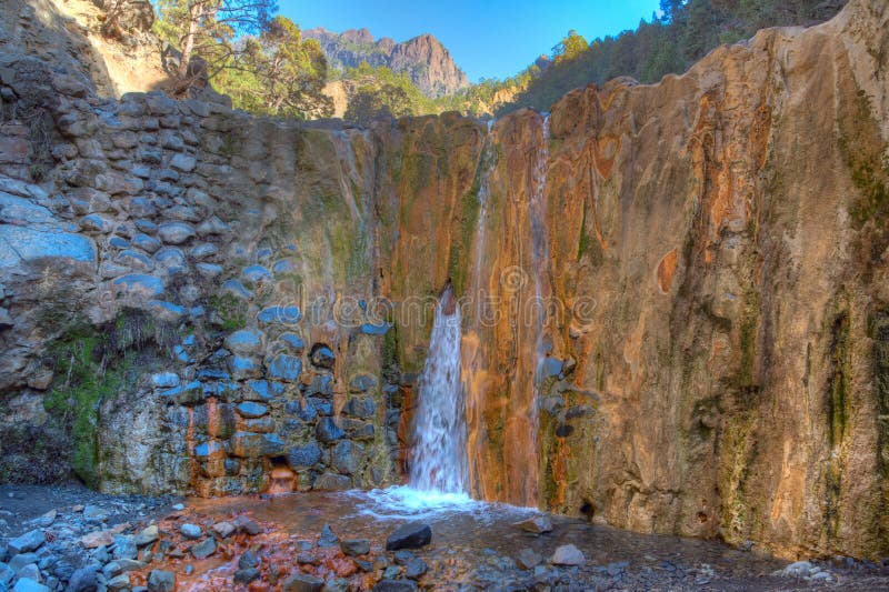 Cascada de los coloa caldera de taburiente at la palma canary islands ισπανία στοκ εικόνα