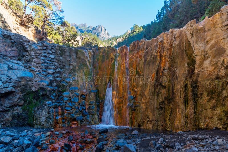 Cascada de los coloa caldera de taburiente at la palma canary islands ισπανία στοκ φωτογραφία με δικαίωμα ελεύθερης χρήσης