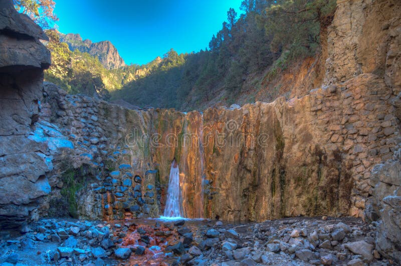 Cascada de los coloa caldera de taburiente at la palma canary islands ισπανία στοκ φωτογραφία με δικαίωμα ελεύθερης χρήσης