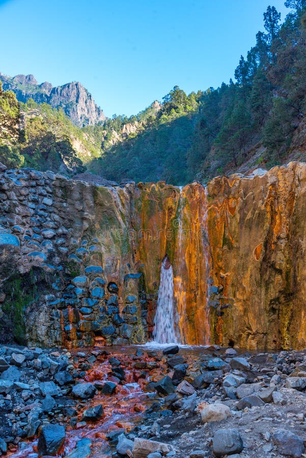 Cascada de los coloa caldera de taburiente at la palma canary islands ισπανία στοκ φωτογραφίες με δικαίωμα ελεύθερης χρήσης
