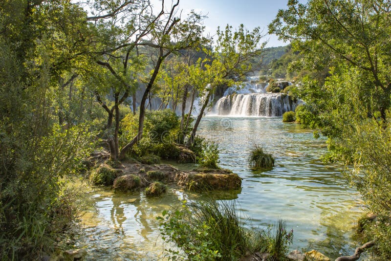 Cascada de Skradinski Buk en el parque nacional de Krka - Dalmacia Croacia, Europa fotografía de archivo libre de regalías Cascada de Skradinski Buk en el parque nacional de Krka - Dalmacia Croacia, Europa fotografía de archivo libre de regalías